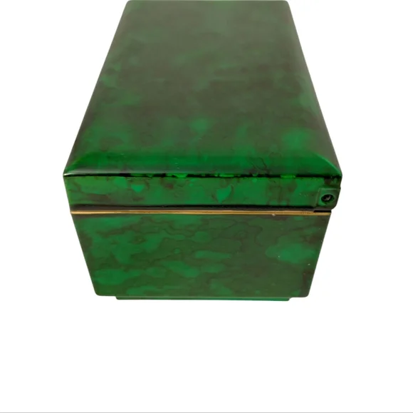 Vintage Otagiri Lacquerware Malachite Jewelry Music Box Shadow Play Greensleeves